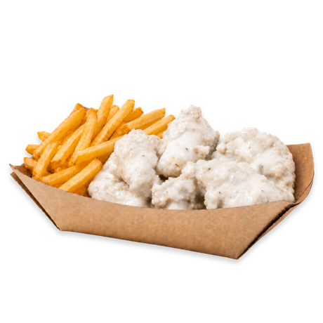 pollo frito ranchera con patatas