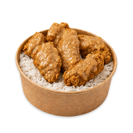 pollo frito sesamo tostado con arroz