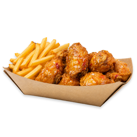 pollo frito sweet chilli con patatas
