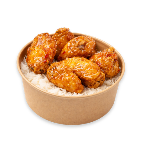 pollo frito sweet chilli con arroz