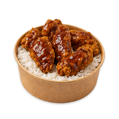 pollo frito teriyaki con arroz